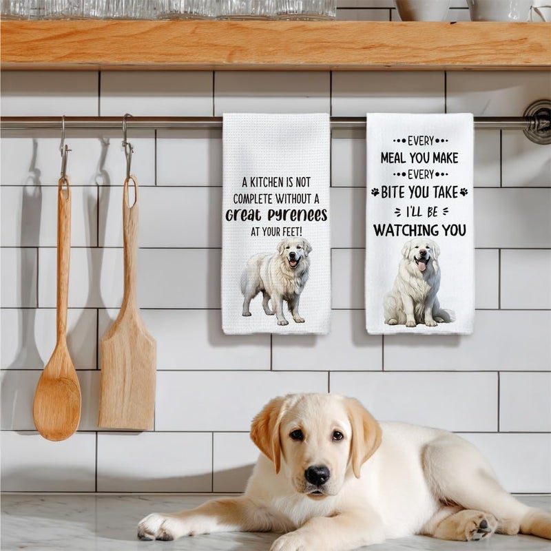 Tzhim Great Pyrenees Dog Kitchen Towels Set of 2, Great Pyrenees Gifts Hand Towels, Great Pyrenees Lover Gifts Dish Towels Dishcloths Tea Towels for Kitchen, Dog Kitchen Bathroom Decor, 16x24 Inch - Image 5